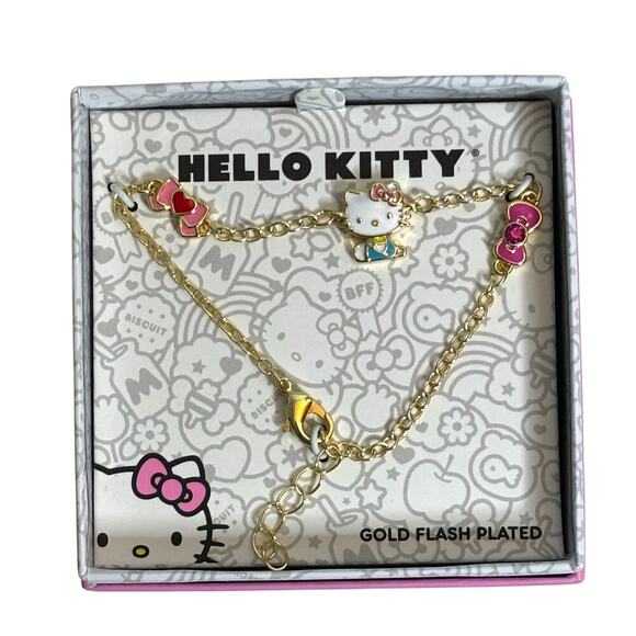 Hello Kitty Charm Bracelet Gold Plated Lobster Clasp NIB - Picture 6 of 6